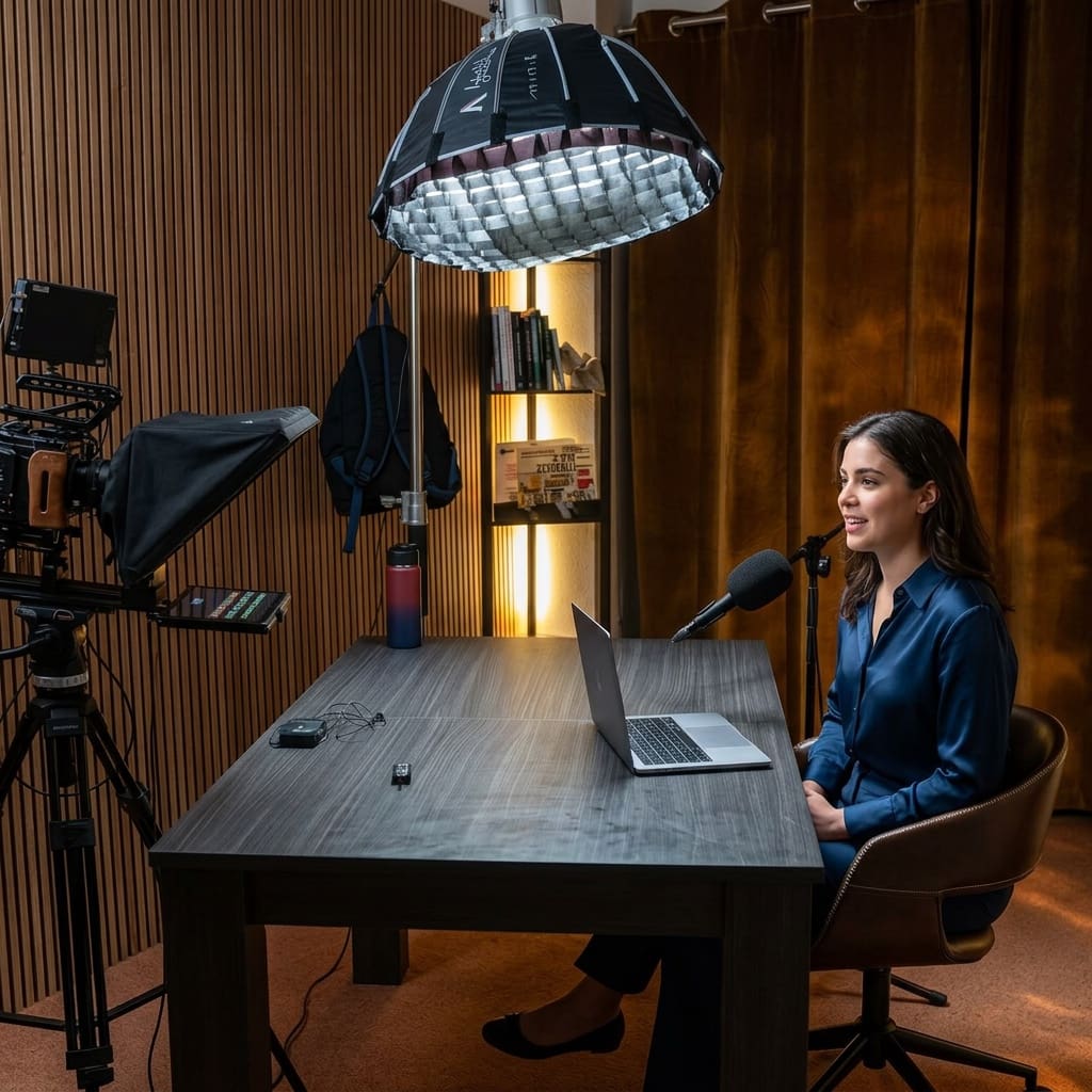 Grabación a cámara con prompter profesional en estudio Alicante